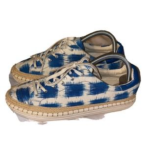SAM EDELMAN Kavi‎ Tie Dye Espadrille Sneakers Size 8.5 Blue white Tan
